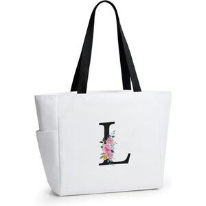 Personalized Beach Tote Bag Beige-l